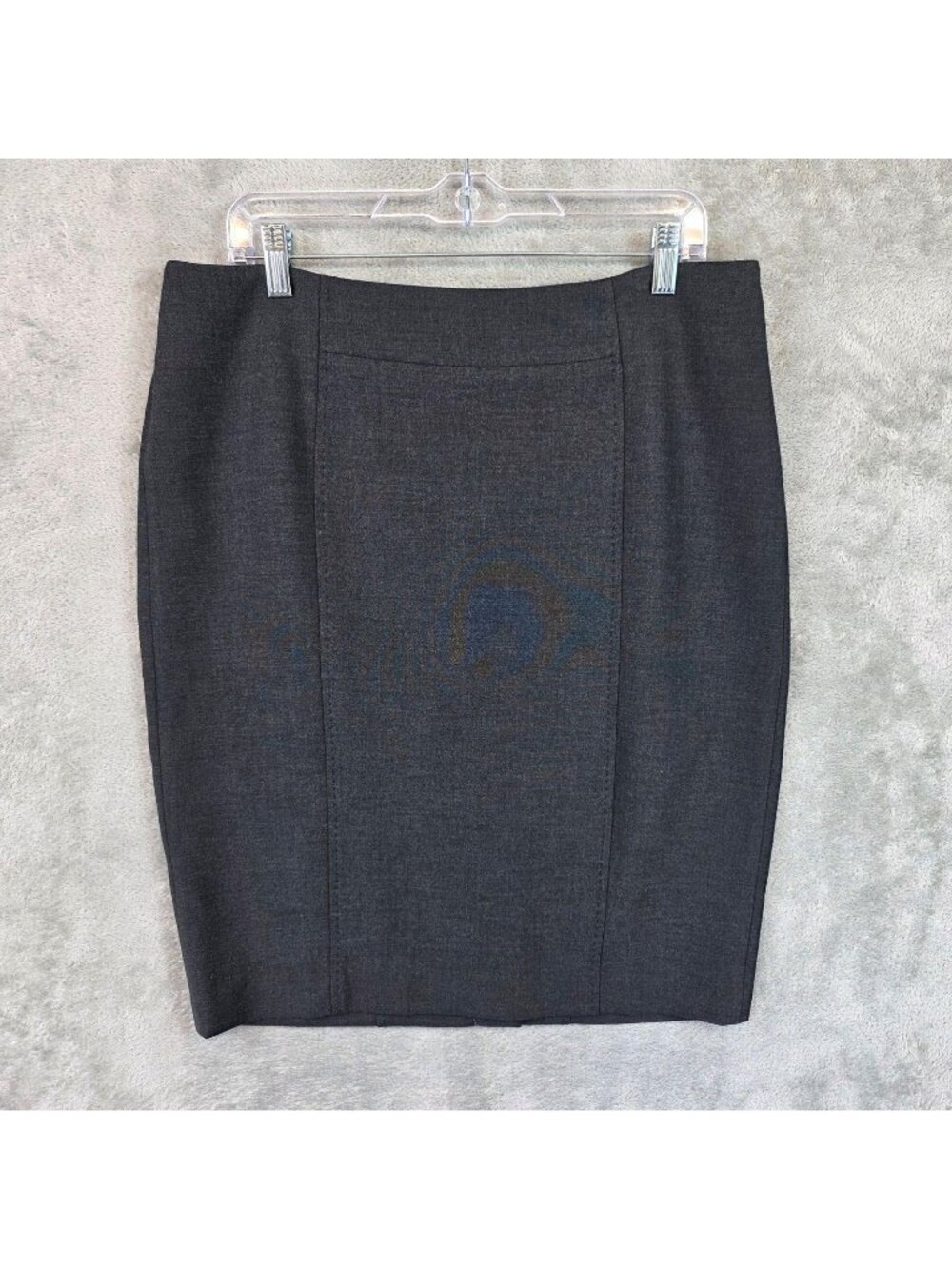 LOFT Skirt Womens 12 Gray Twill Pencil Knee Length Back Zip Stretch Work